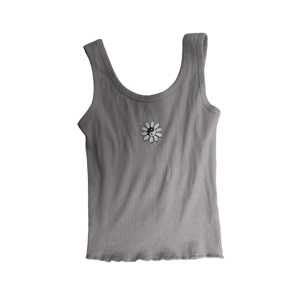 Obsessive Love purple lavender daisy ribbed juniors tank‎ top sz M